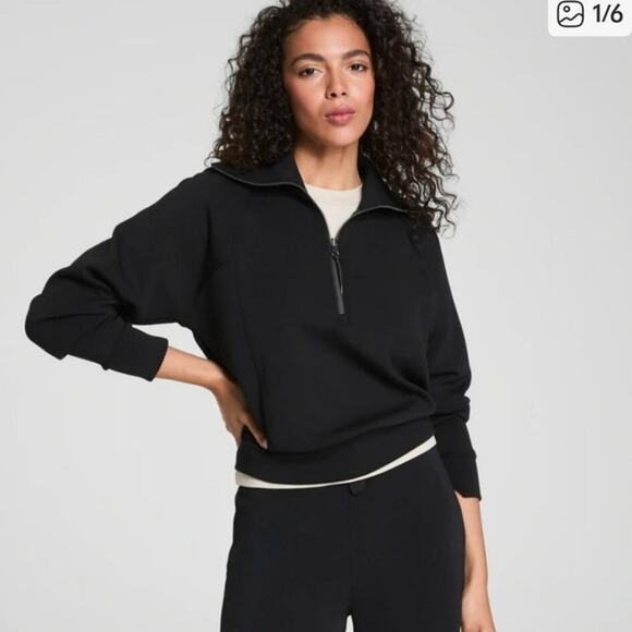 Spanx Airessentials half zip black jacket pullover crop - Picture 1 of 9